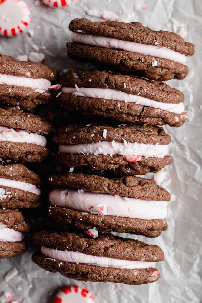 Healthy Peppermint Brownie Sandwich Cookies